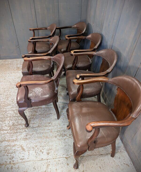 1950's Vintage Brown Leather Upholstered Armchairs from Worth Abbey Meeting Room