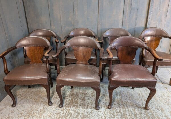 1950's Vintage Brown Leather Upholstered Armchairs from Worth Abbey Meeting Room