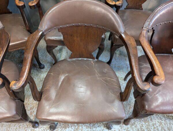 1950's Vintage Brown Leather Upholstered Armchairs from Worth Abbey Meeting Room