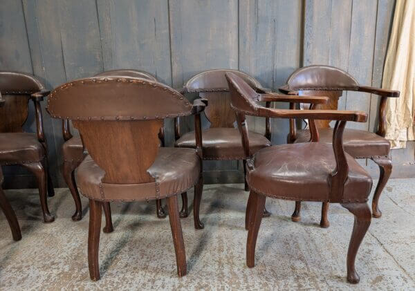 1950's Vintage Brown Leather Upholstered Armchairs from Worth Abbey Meeting Room