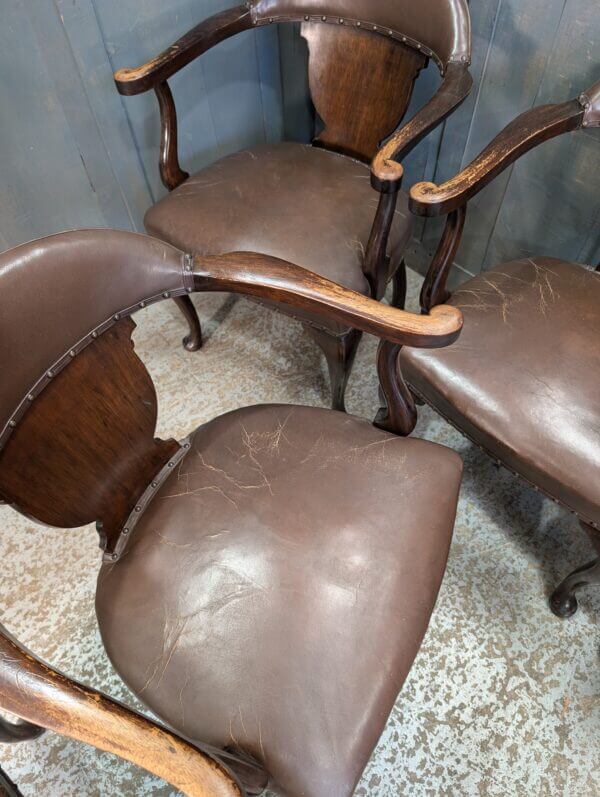 1950's Vintage Brown Leather Upholstered Armchairs from Worth Abbey Meeting Room