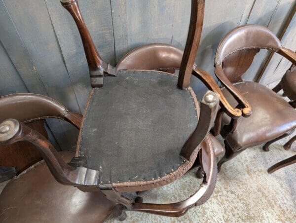 1950's Vintage Brown Leather Upholstered Armchairs from Worth Abbey Meeting Room