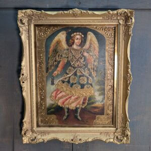 'Angel with Censer' Peruvian Cusco Style Painting Framed in UK