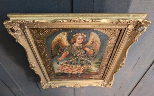 'Angel with Censer' Peruvian Cusco Style Painting Framed in UK