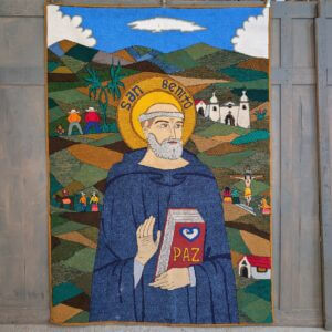 Extra Large Peruvian Hand Woven Tapestry of Saint Benito in the Countryside