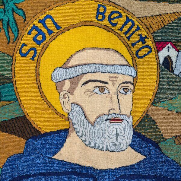 Extra Large Peruvian Hand Woven Tapestry of Saint Benito in the Countryside