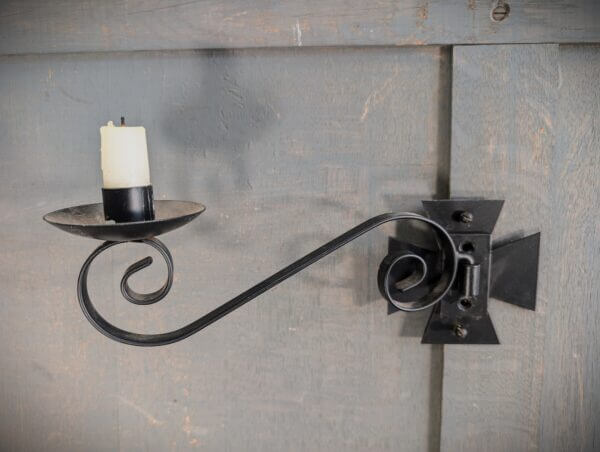 Eight Black Wrought Iron Adjustable Candle Wall Lights With Crosses - Type 1