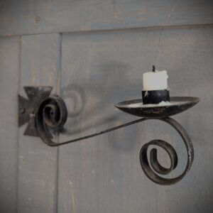 Four Black Wrought Iron Adjustable Candle Wall Lights With Crosses - Type 2