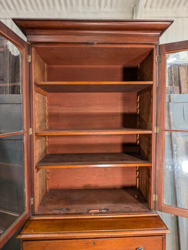 Mahogany Edwardian Chest/Glazed Bookcase with Adjustable Shelves