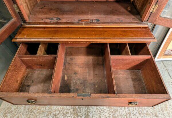 Mahogany Edwardian Chest/Glazed Bookcase with Adjustable Shelves