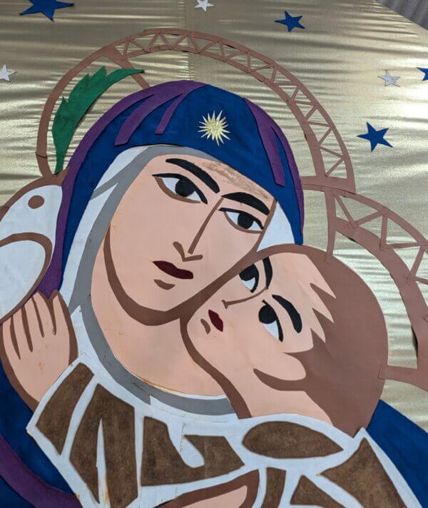 Giant Contemporary Mother & Child Triptych from Worth Abbey