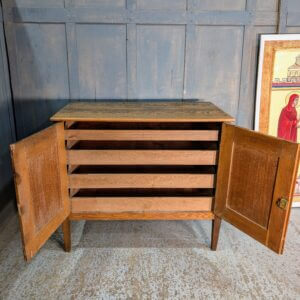 Early 20th Century Oak North European Textile Plan Chest Press