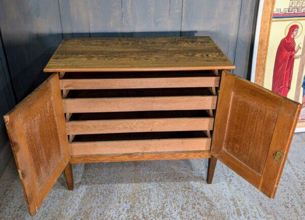 Early 20th Century Oak North European Textile Plan Chest Press