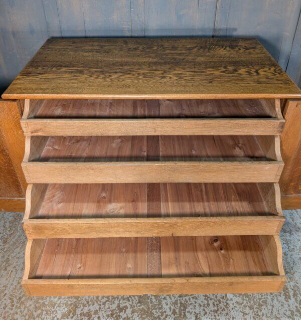 Early 20th Century Oak North European Textile Plan Chest Press