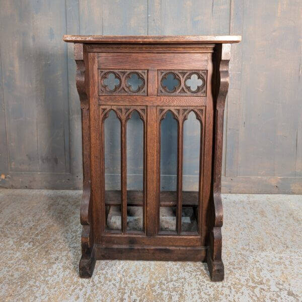 Gothic Victorian Oak Prayer Desk Prie Dieu with Lancets & Quatrefoils