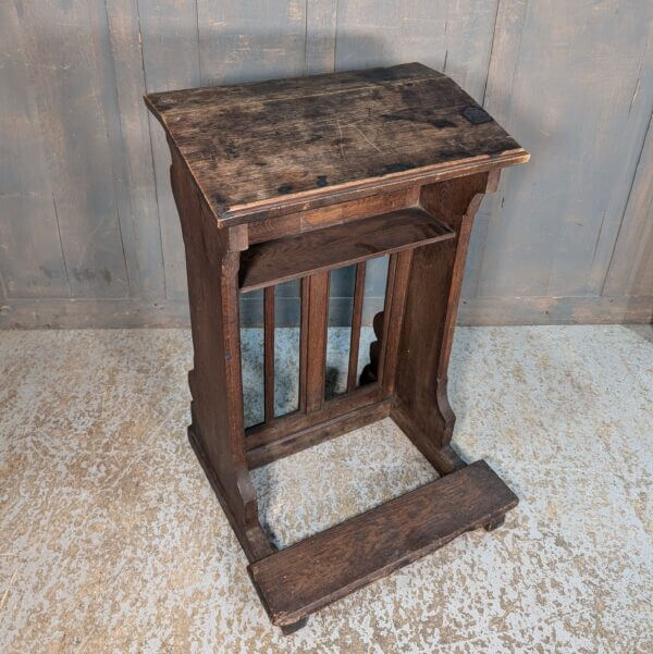 Gothic Victorian Oak Prayer Desk Prie Dieu with Lancets & Quatrefoils