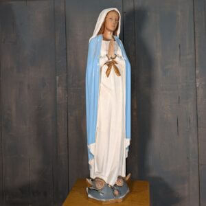 Larger Size Carved Wooden Italian Religious Statue of Our Lady of Grace BVM Madonna