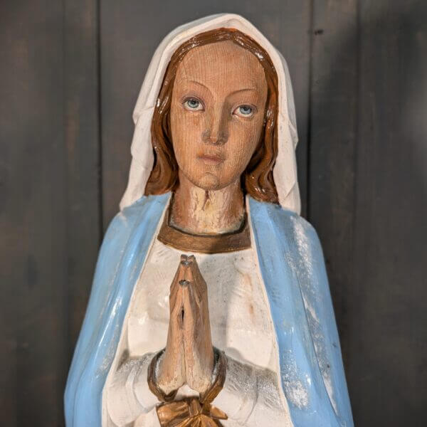 Larger Size Carved Wooden Italian Religious Statue of Our Lady of Grace BVM Madonna