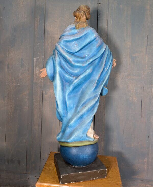 Larger Size Unusual Vintage French Religious Statue of Our Lady of Smiles BVM Madonna