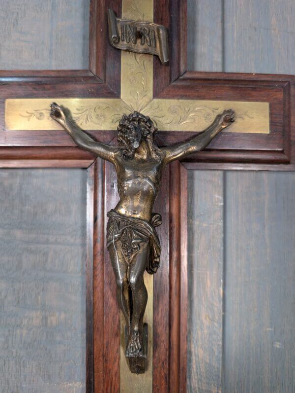 Contemporary 20th Century French Engraved & Inlaid Crucifix