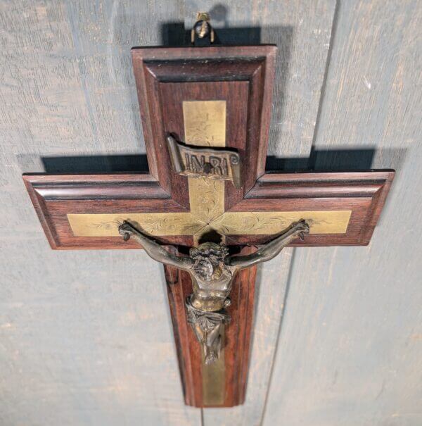 Contemporary 20th Century French Engraved & Inlaid Crucifix