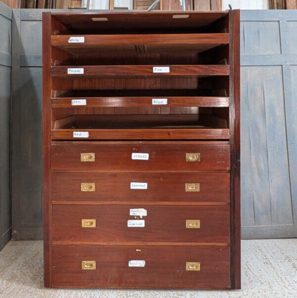 Large Mahogany Religious Textile Press Chest of Drawers from Worth Abbey