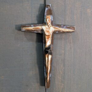 Modernist Glazed Pottery Circa 1975 Crucifix