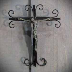 Unusual Small Modernist Bronze & Wrought Steel Crucifix