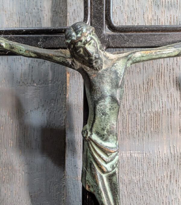 Unusual Small Modernist Bronze & Wrought Steel Crucifix