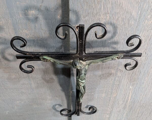 Unusual Small Modernist Bronze & Wrought Steel Crucifix