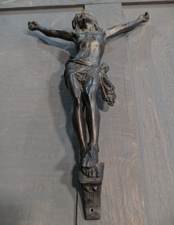 Larger Size Vintage Heavy Spelter Crucifix Figure Corpus Christ