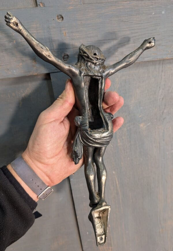 Larger Size Vintage Heavy Spelter Crucifix Figure Corpus Christ