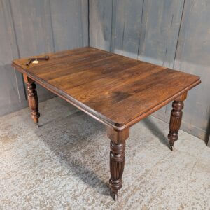 BARGAIN Oak Victorian Antique Wind Out Table with Fluted Legs & Winder