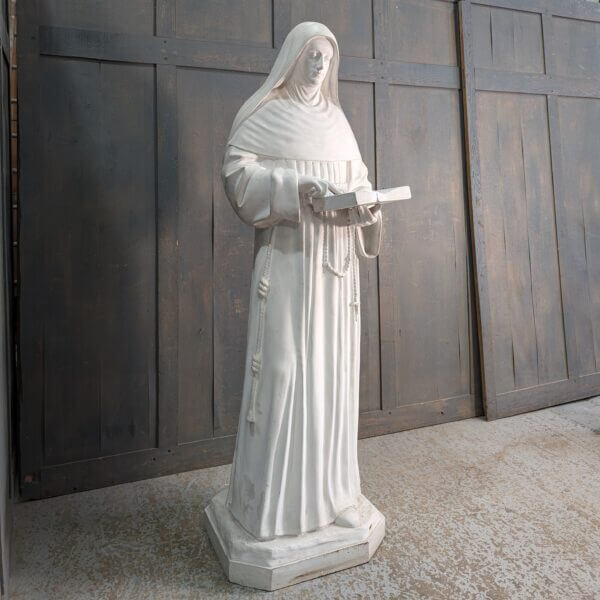 Life Size White Painted Antique Religious Statue of St Therese de Lisieux 'The Little Flower'