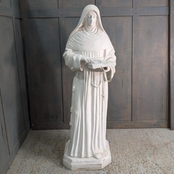 Life Size White Painted Antique Religious Statue of St Therese de Lisieux 'The Little Flower'