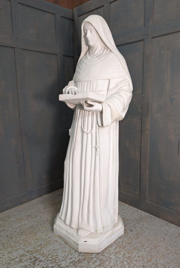 Life Size White Painted Antique Religious Statue of St Therese de Lisieux 'The Little Flower'