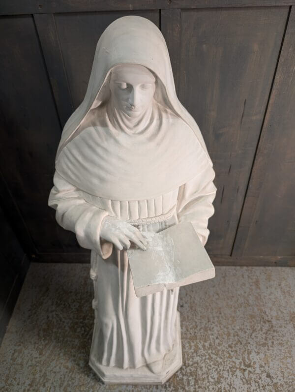 Life Size White Painted Antique Religious Statue of St Therese de Lisieux 'The Little Flower'