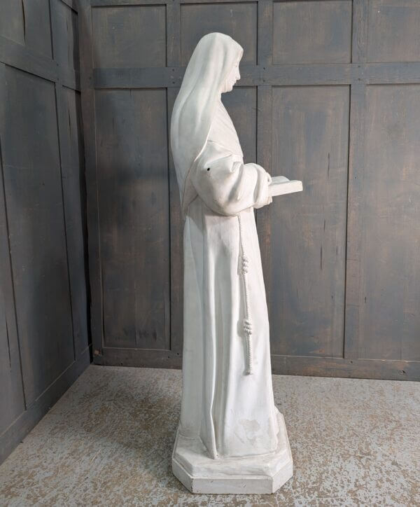 Life Size White Painted Antique Religious Statue of St Therese de Lisieux 'The Little Flower'