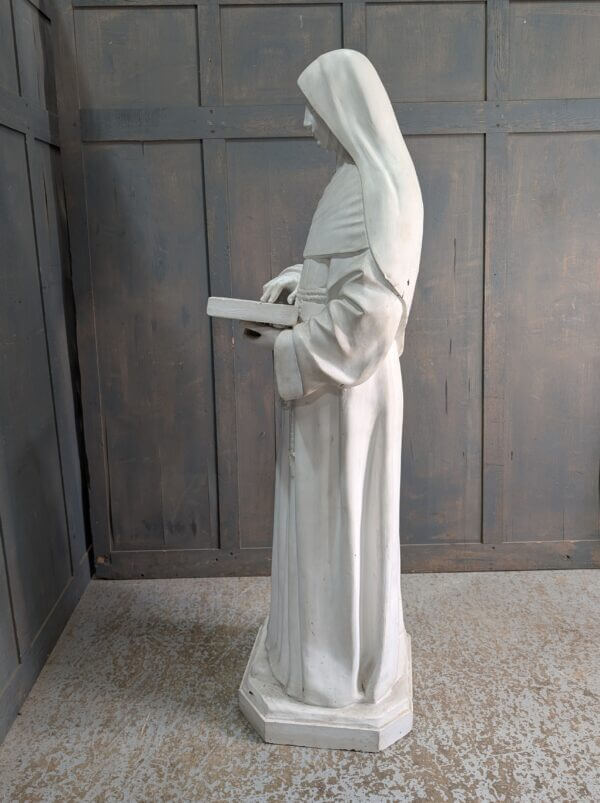 Life Size White Painted Antique Religious Statue of St Therese de Lisieux 'The Little Flower'