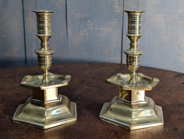 Pair of Antique Dutch 'Heems Kerk' Heavy Cast Brass Candlesticks