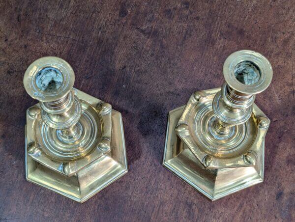 Pair of Antique Dutch 'Heems Kerk' Heavy Cast Brass Candlesticks