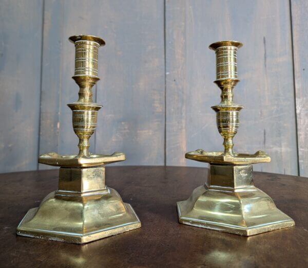 Pair of Antique Dutch 'Heems Kerk' Heavy Cast Brass Candlesticks