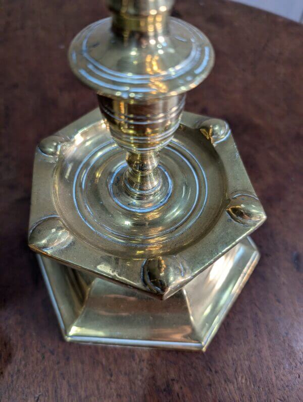 Pair of Antique Dutch 'Heems Kerk' Heavy Cast Brass Candlesticks