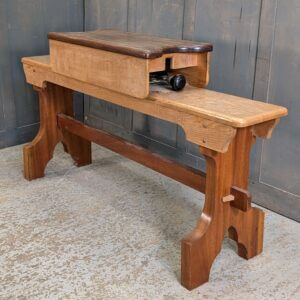 Height Adjustable Oak & Teak Organist Piano Bench Stool