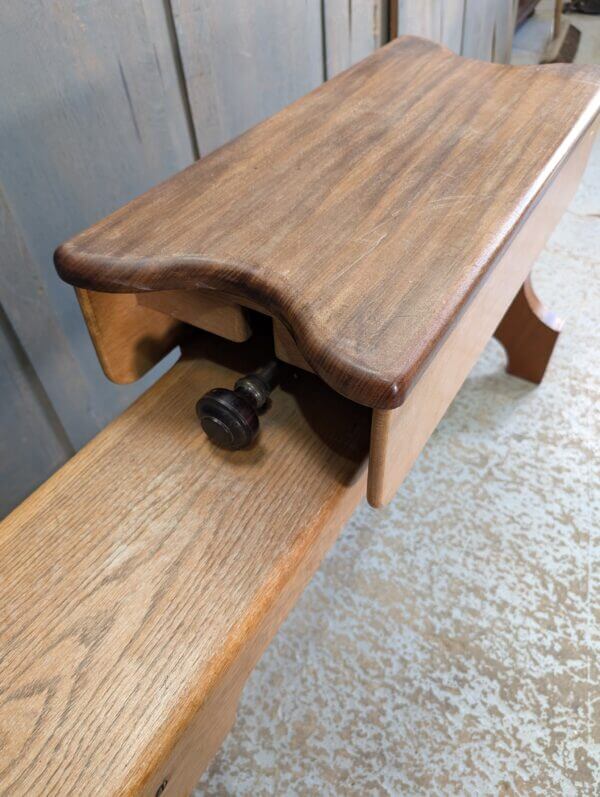 Height Adjustable Oak & Teak Organist Piano Bench Stool