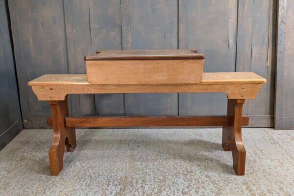 Height Adjustable Oak & Teak Organist Piano Bench Stool