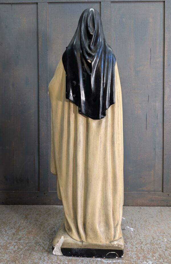 Antique French Large Religious Statue of St Therese de Lisieux with Beautiful Glass Eyes