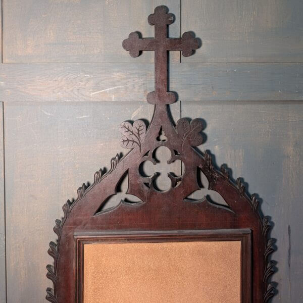 Ornate Antique Pine Church Notice Board with Replacement Cork & Bottony Cross from St Mary's Abbey