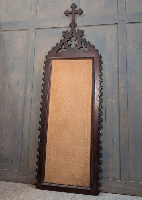 Ornate Antique Pine Church Notice Board with Replacement Cork & Bottony Cross from St Mary's Abbey