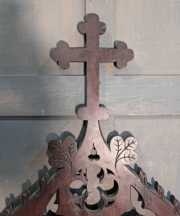 Ornate Antique Pine Church Notice Board with Replacement Cork & Bottony Cross from St Mary's Abbey